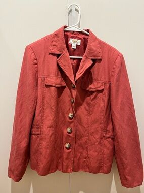 Talbots petites Coral-Red Button Front Blazer